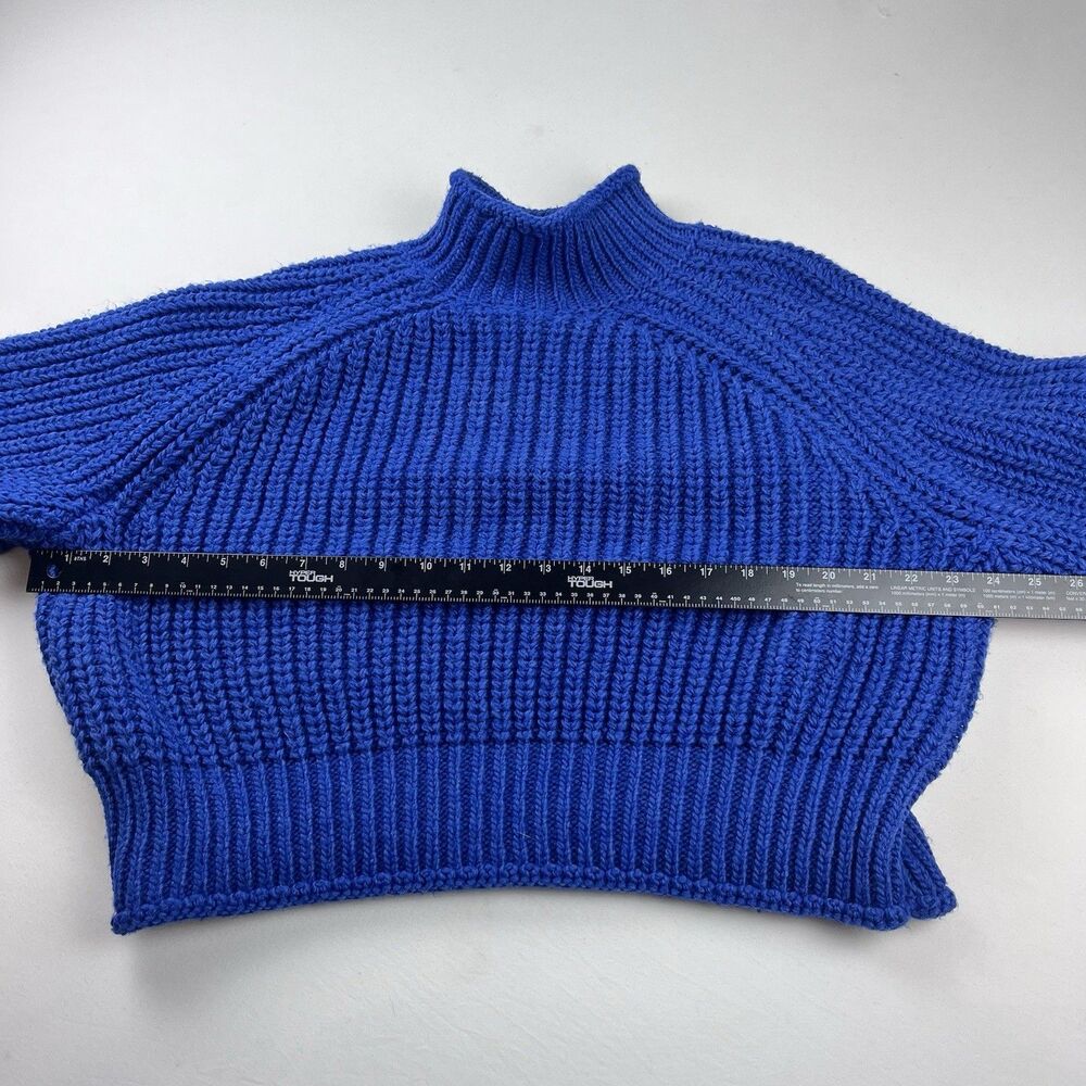 H&M Chunky Funnel Neck Long Sleeve Oversized Sweater Large Top Electric Blue Pop - Picture 8 of 11